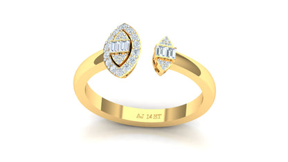 Two-Tone Open Heart Pave Diamond Ring