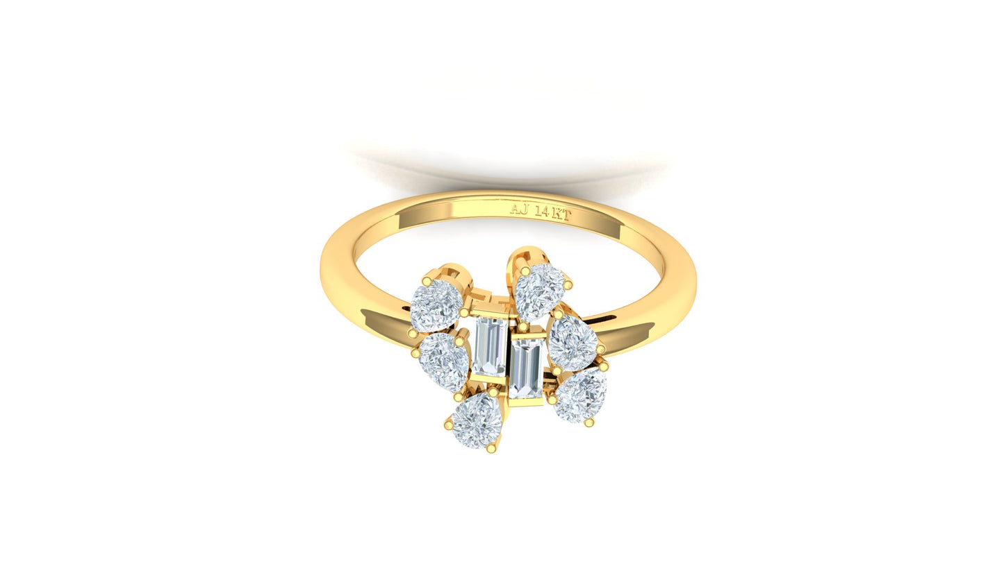 Two-Tone Multi-Baguette Cluster Diamond Ring