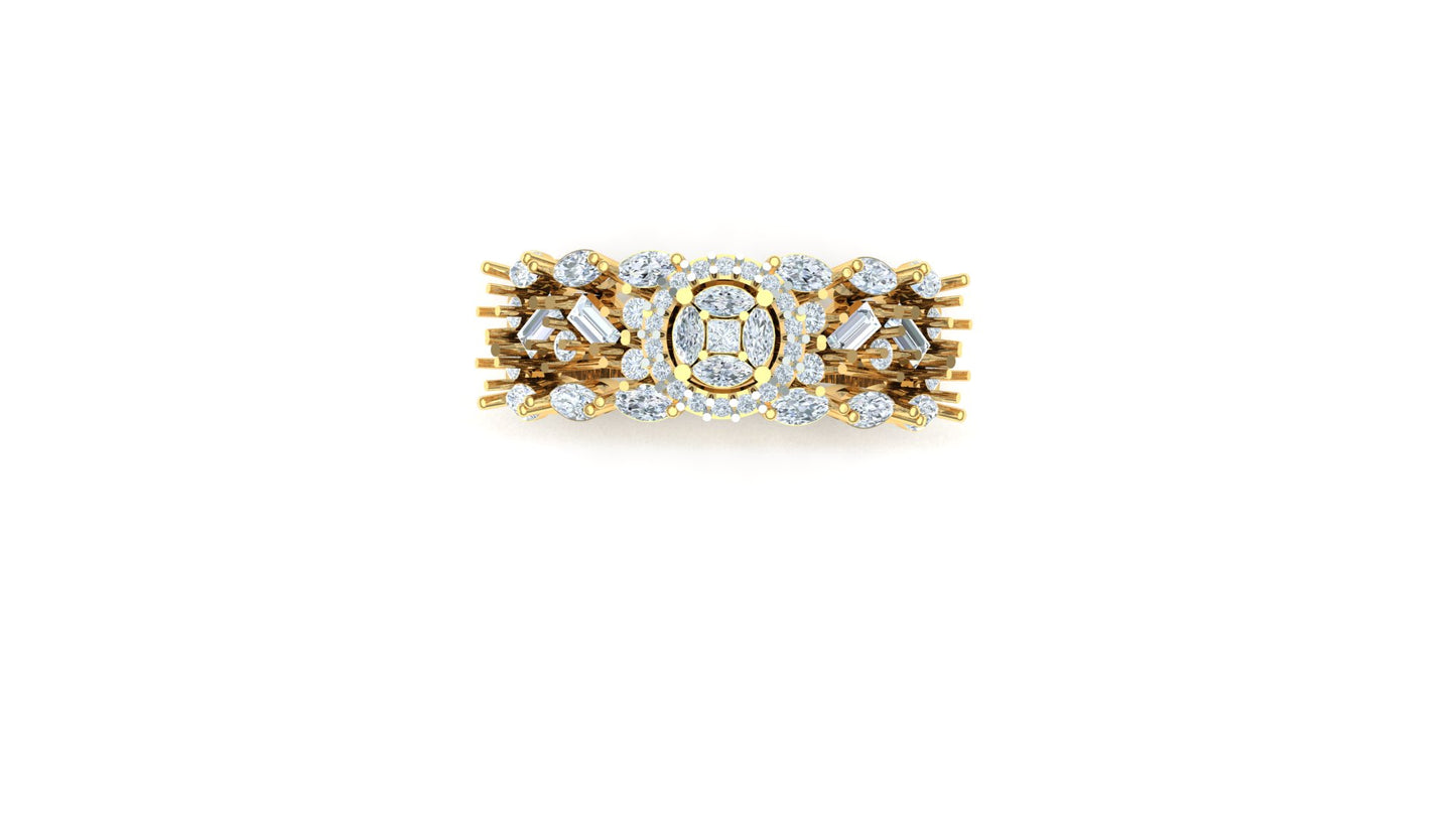 CVD Diamond Wide Floral Cluster Ring