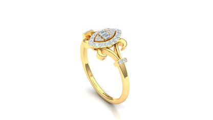 Two-Tone Star/Flower Pave Diamond Bypass Ring