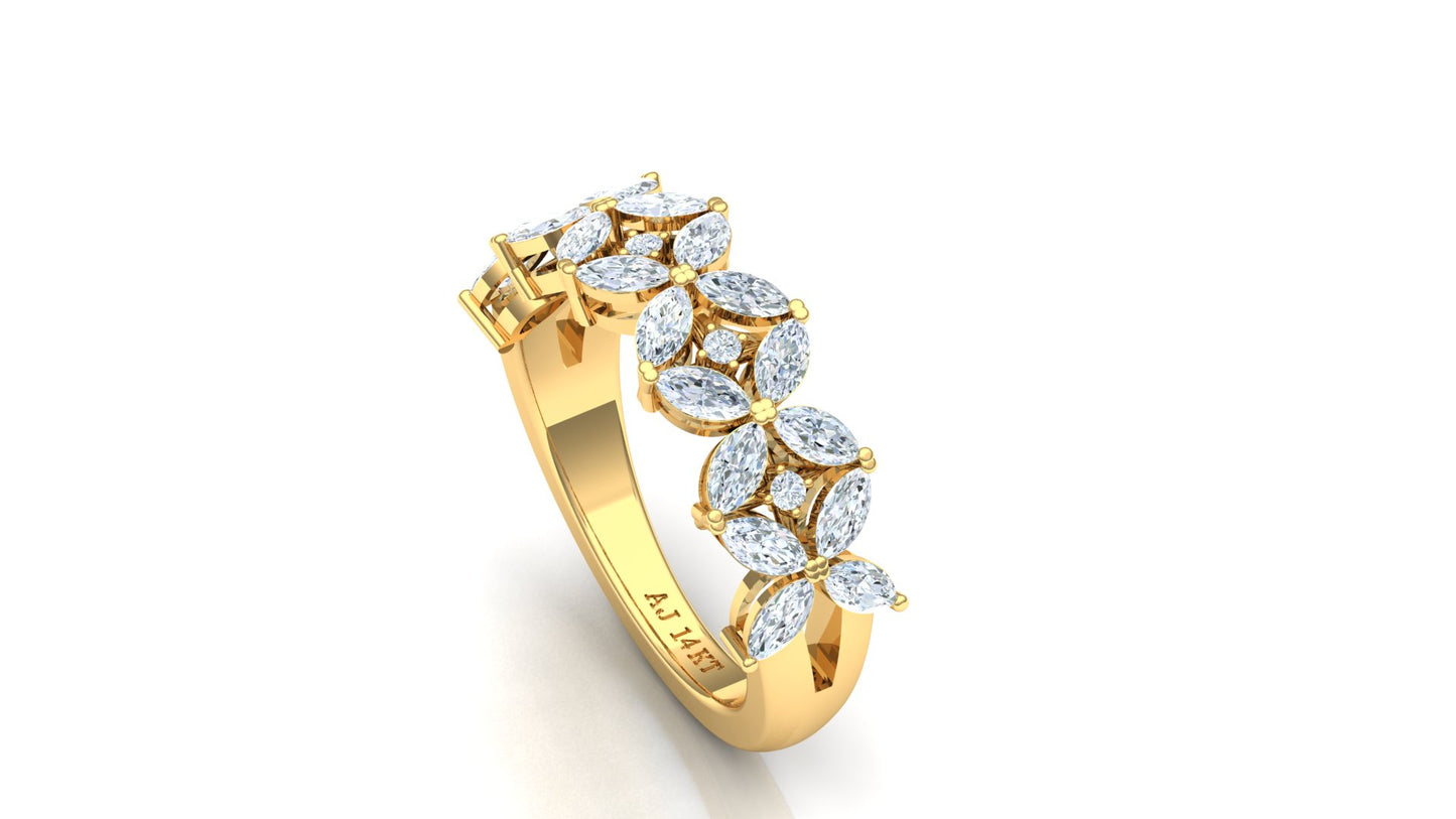 CVD Diamond Floral Cluster Ring in 18K Gold
