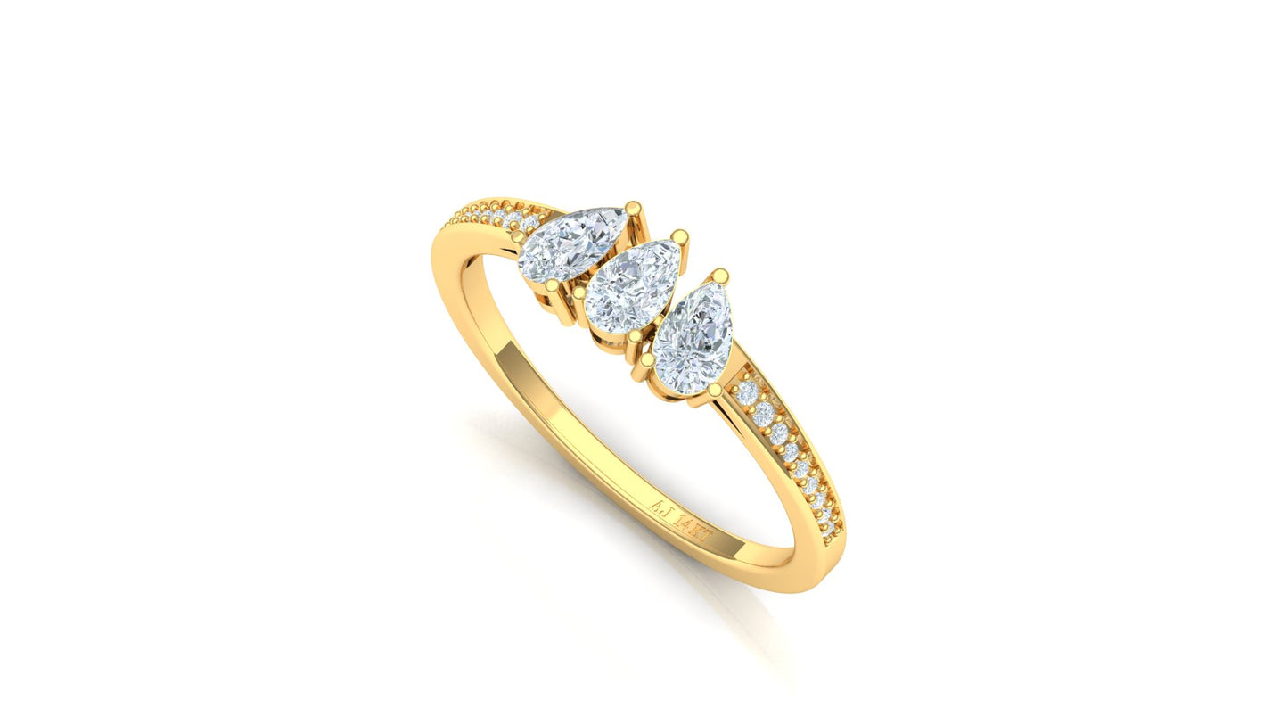 Two-Tone Marquise Cluster Bypass Diamond Ring