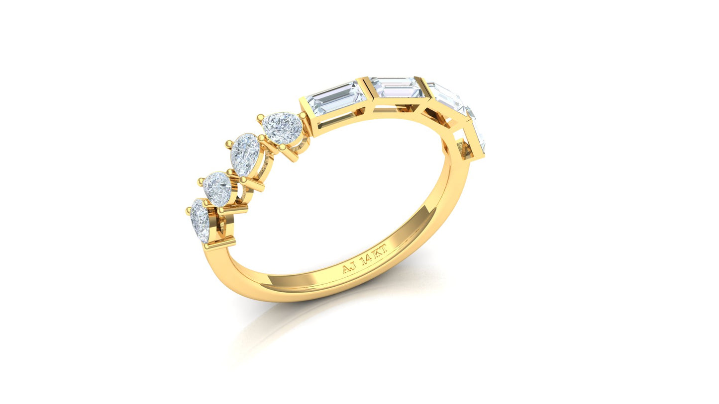 Two-Tone Baguette Diamond Half-Eternity Band