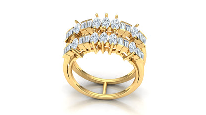 CVD Diamond Three-Row Cluster Ring