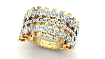 CVD Diamond Wide Two-Tone Architectural Ring