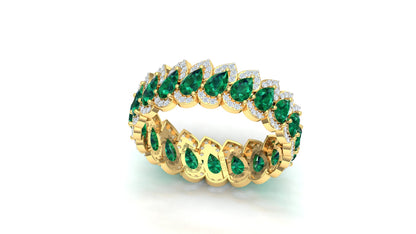 Emerald & Diamond Floral Cluster Huggie Hoop Earrings