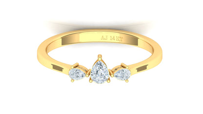 Two-Tone Three-Stone Marquise Diamond Bypass Ring