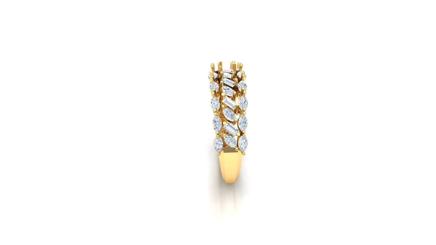CVD Diamond Horizontal Marquise Cluster Band Ring
