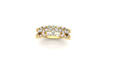 Diamond Wide Tiered Floral Cluster Ring