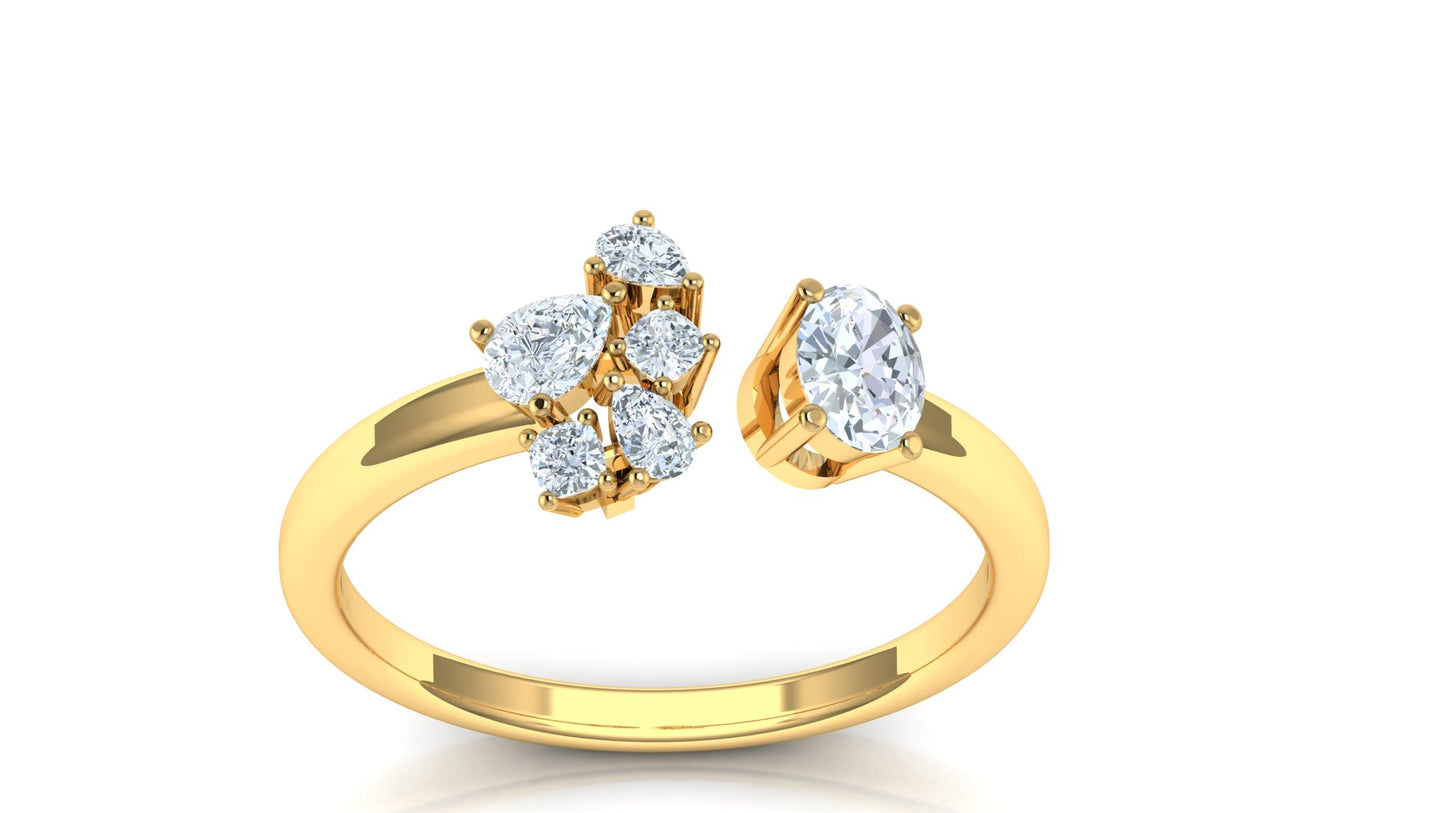 Yellow Gold Multi-Stone Diamond Bypass Ring