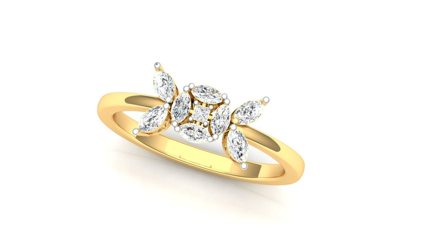 Two-Tone Modern Abstract Diamond Cluster Ring