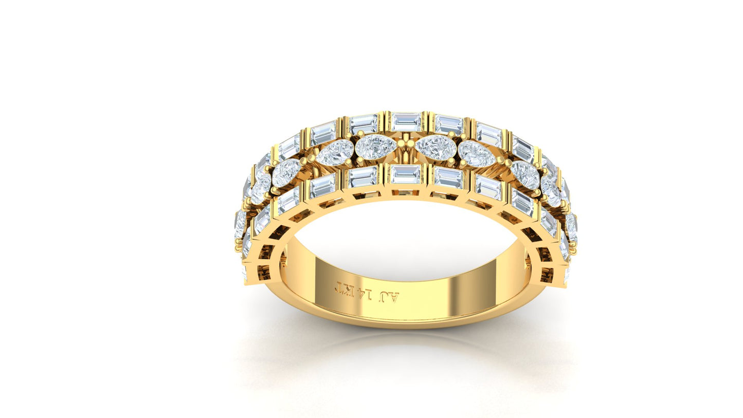 Two-Row Pave Set Wide Diamond Band Ring