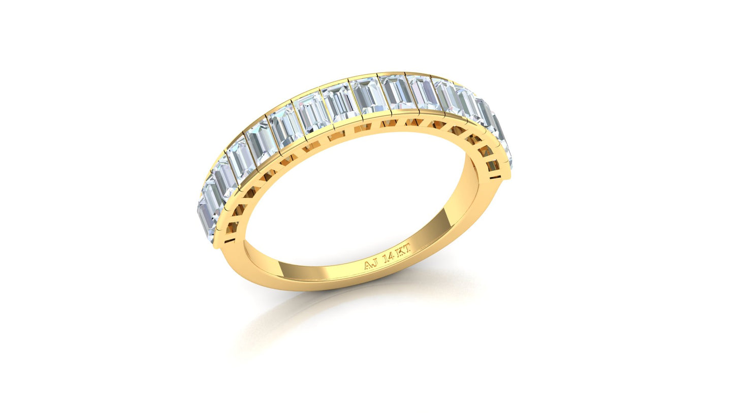 Two-Tone Baguette & Round Diamond Half-Eternity Band
