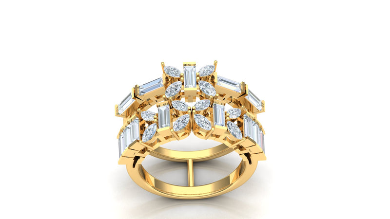 CVD Diamond Bar-Set Wide Multi-Row Band Ring