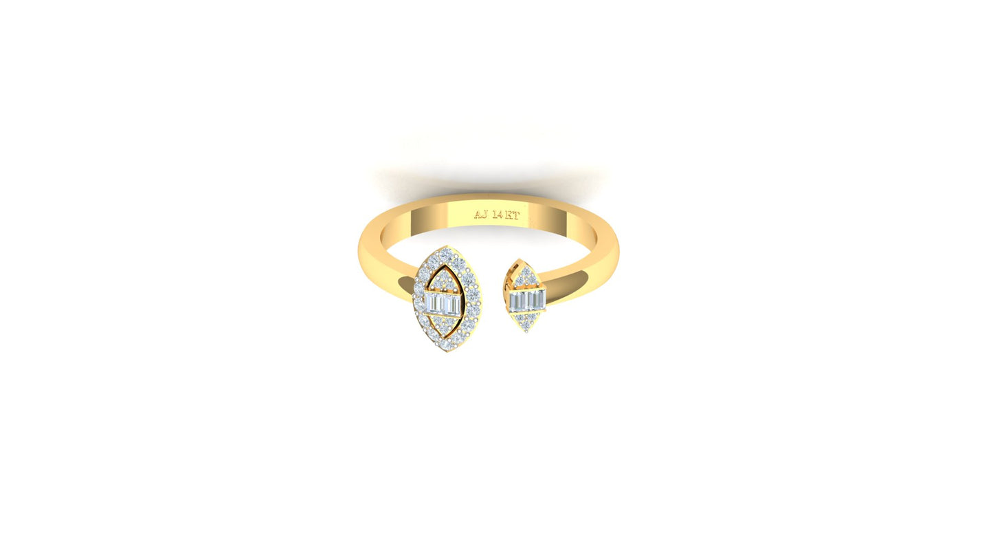 Two-Tone Open Heart Pave Diamond Ring