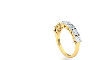 Yellow Gold Seven Stone Diamond Cluster Band Ring