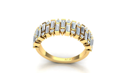 Two-Tone Multi-Row Baguette Diamond Band Ring