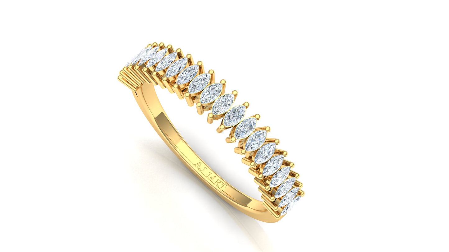 Two-Tone Pave Set V-Shape Diamond Band