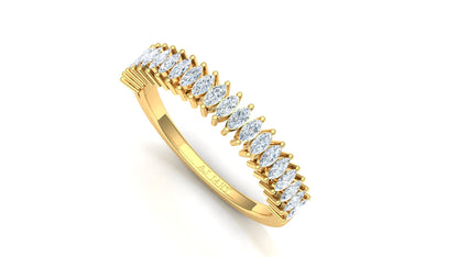 Two-Tone Pave Set V-Shape Diamond Band
