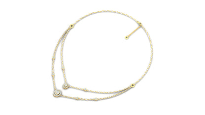 Yellow Gold Curved Bar Diamond Accent Chain