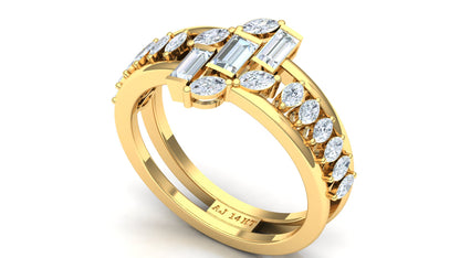 CVD Diamond Three-Row Sculptural Bypass Ring