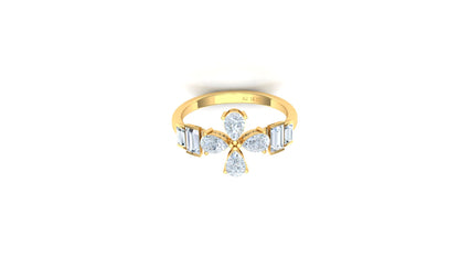 Two-Tone Baguette Diamond Butterfly Cluster Ring