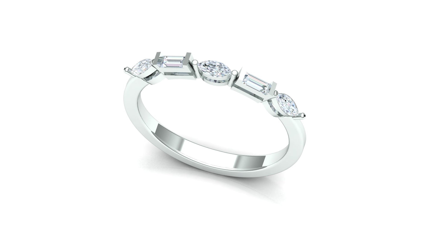 Two-Tone Five-Stone Channel Set Baguette Ring