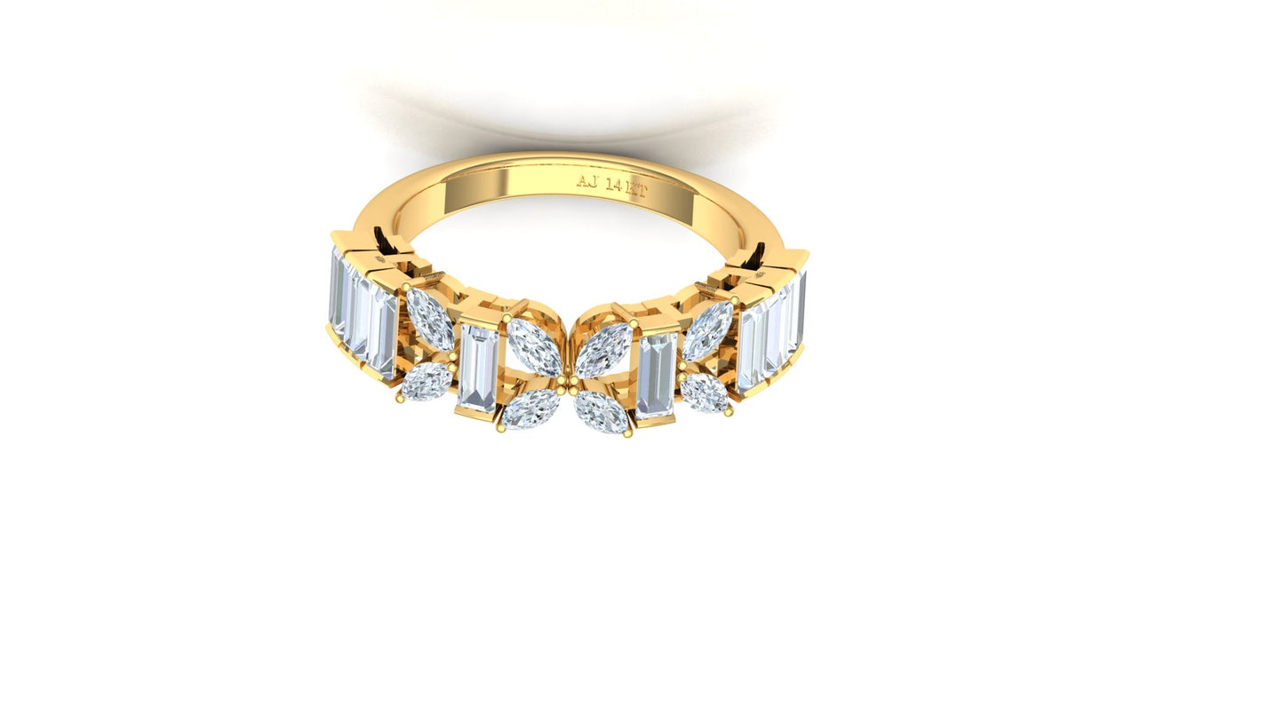 Two-Tone High Carat Baguette Diamond Tiered Ring