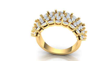 CVD Diamond Wide Tiered Floral Dome Ring