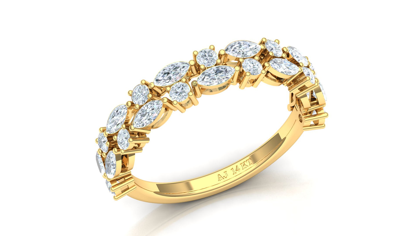 Two-Tone Cluster Diamond Band Ring