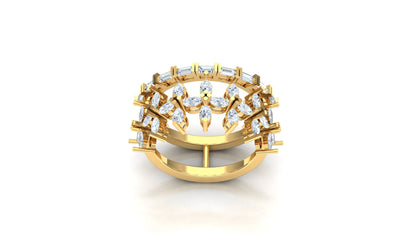 Two-Tone Intersecting Pave Diamond Bypass Ring