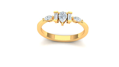 Two-Tone Five-Stone Baguette & Round Diamond Ring