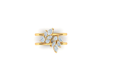 Yellow Gold Asymmetrical Kite Cluster Diamond Ring