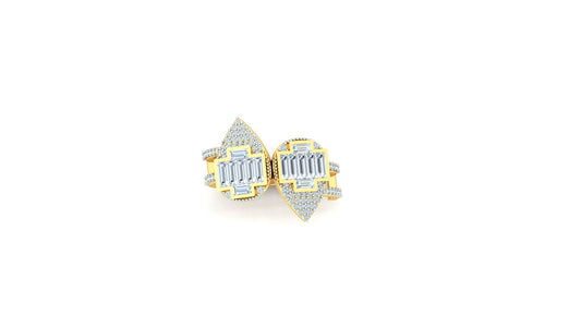 Yellow Gold Geometric Multi-Diamond Cluster Stud Earring
