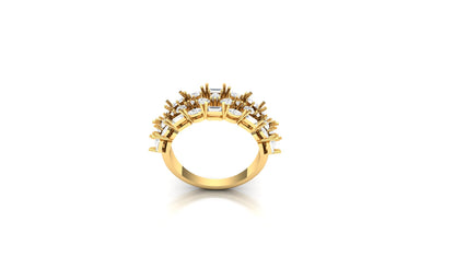 CVD Diamond Wide Tiered Starburst Cluster Ring