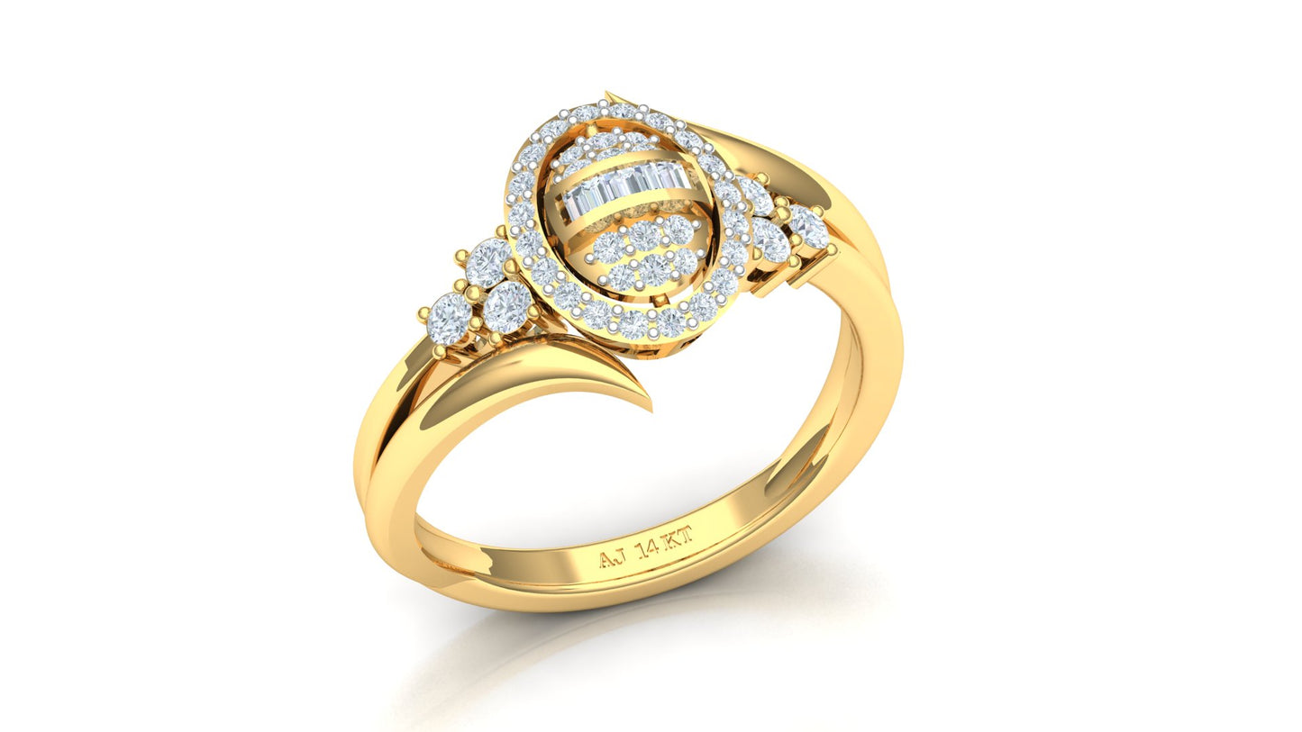 Two-Tone Double Heart Pave Diamond Bypass Ring