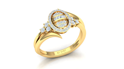 Two-Tone Double Heart Pave Diamond Bypass Ring