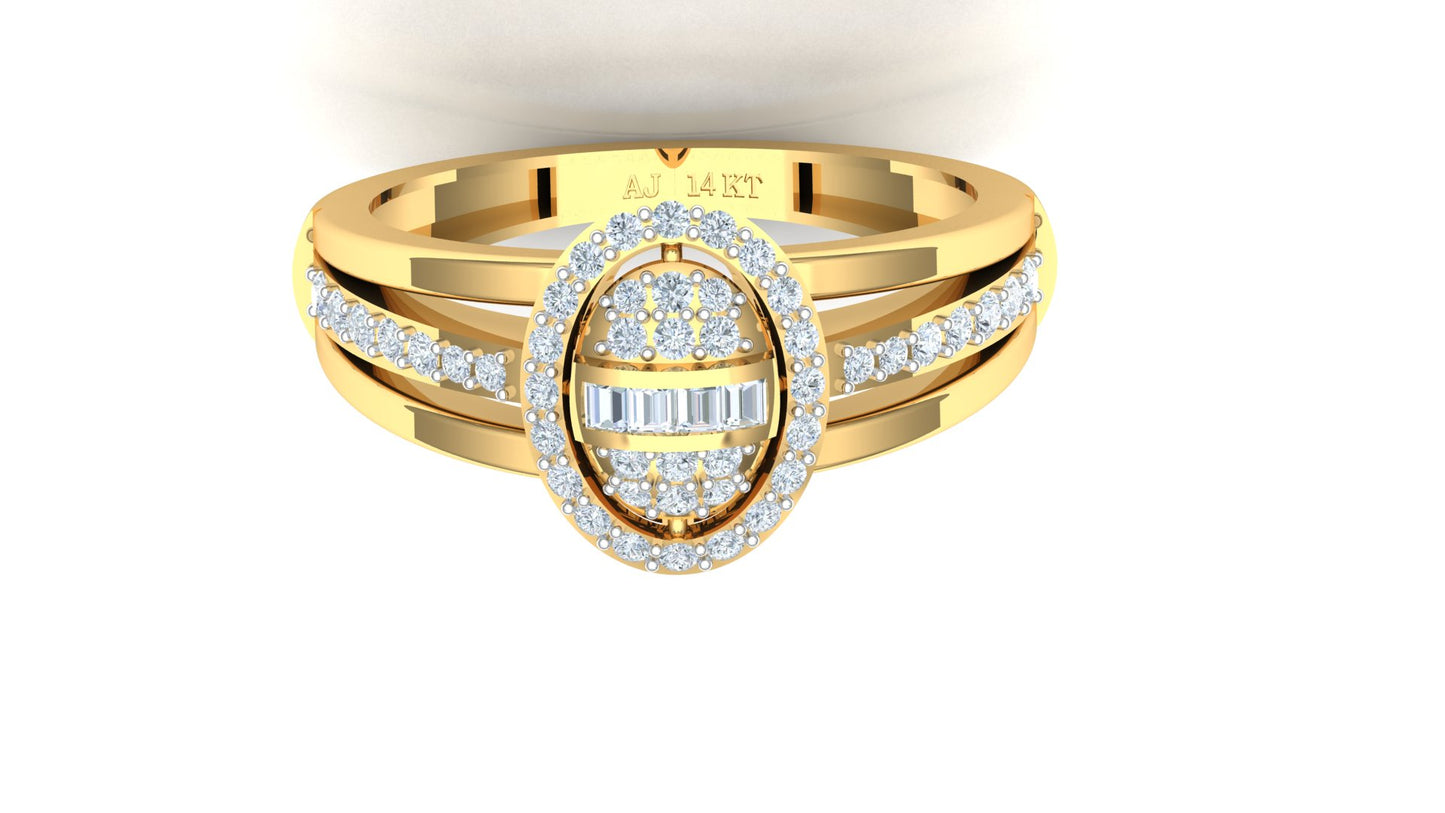 Two-Tone Interlocking Geometric Pave Diamond Ring