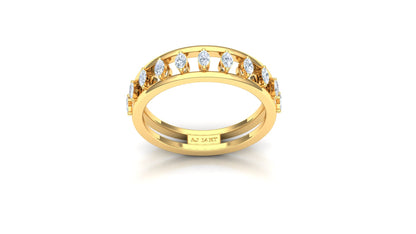 Yellow Gold Multi-Row Vertical Diamond Band