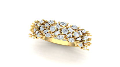 CVD Diamond Wide Floral Burst Statement Ring