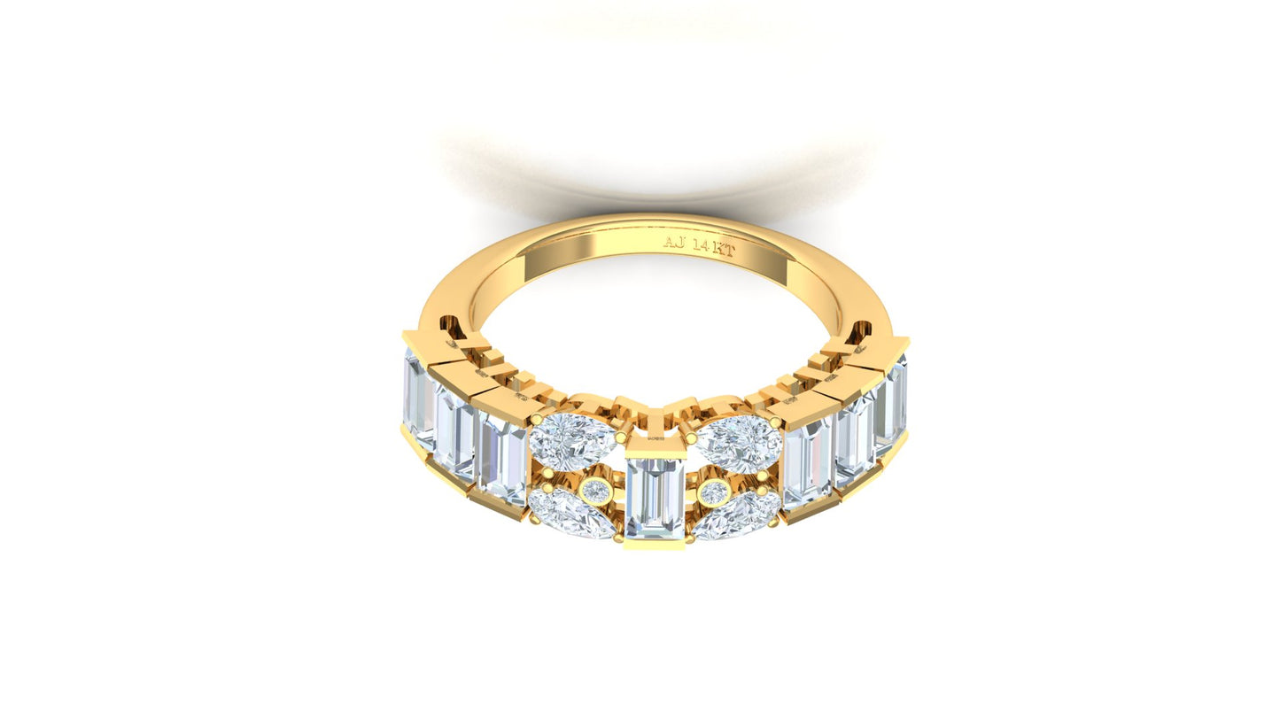Two-Tone Wide Band Invisible-Set Diamond Ring