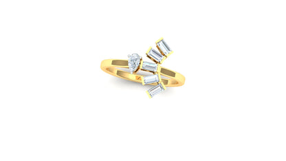 Yellow Gold Multi-Row Baguette-Style Diamond Ring