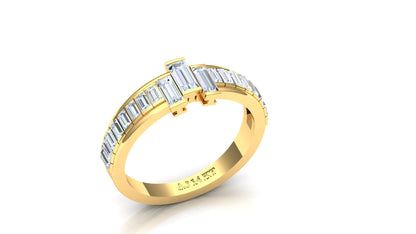 Two-Tone Horizontal Baguette Diamond Cage Ring