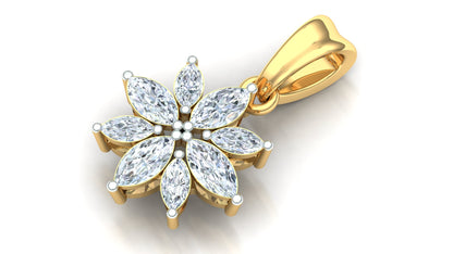 Yellow Gold and Diamond Cluster Flower Pendant