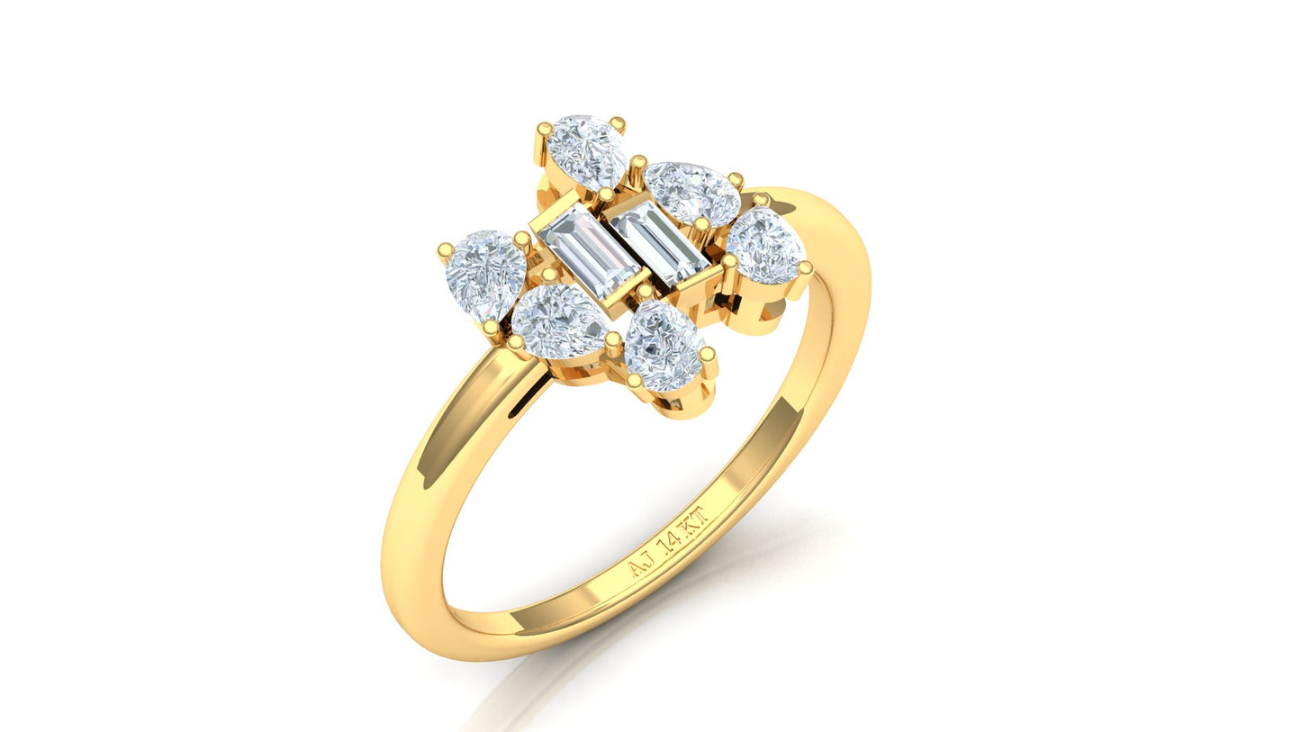 Two-Tone Multi-Baguette Cluster Diamond Ring