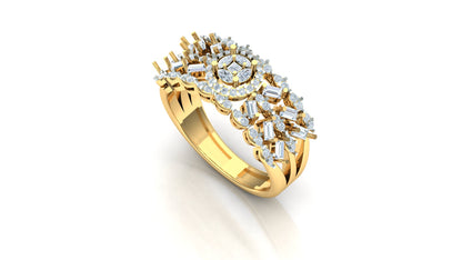 CVD Diamond Wide Floral Halo Cluster Ring