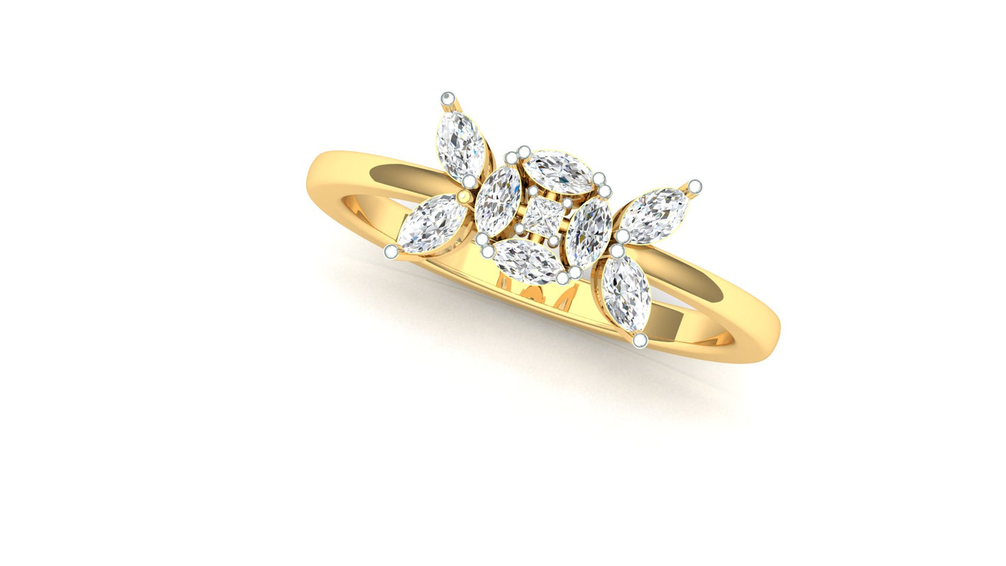 Two-Tone Modern Abstract Diamond Cluster Ring