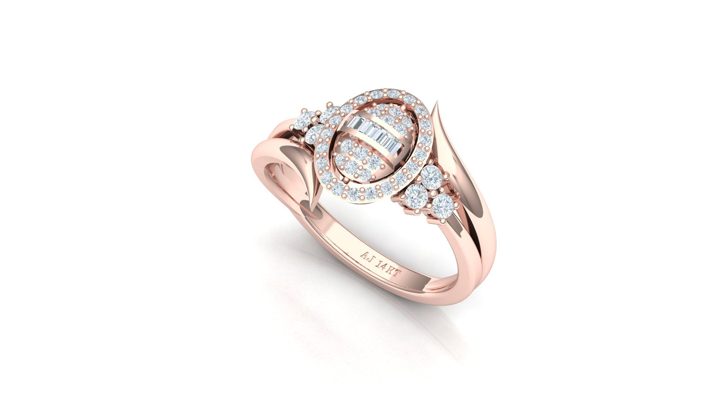 Two-Tone Double Heart Pave Diamond Bypass Ring