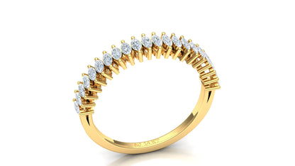 Two-Tone Pave Set V-Shape Diamond Band