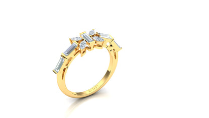 Two-Tone Marquise & Baguette Diamond Cluster Ring
